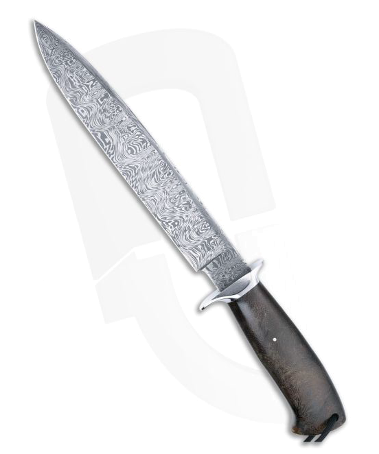 product image for Custom Fixed Blade Fighter Rag Micarta Handle Damascus Drop Point Blade 4923