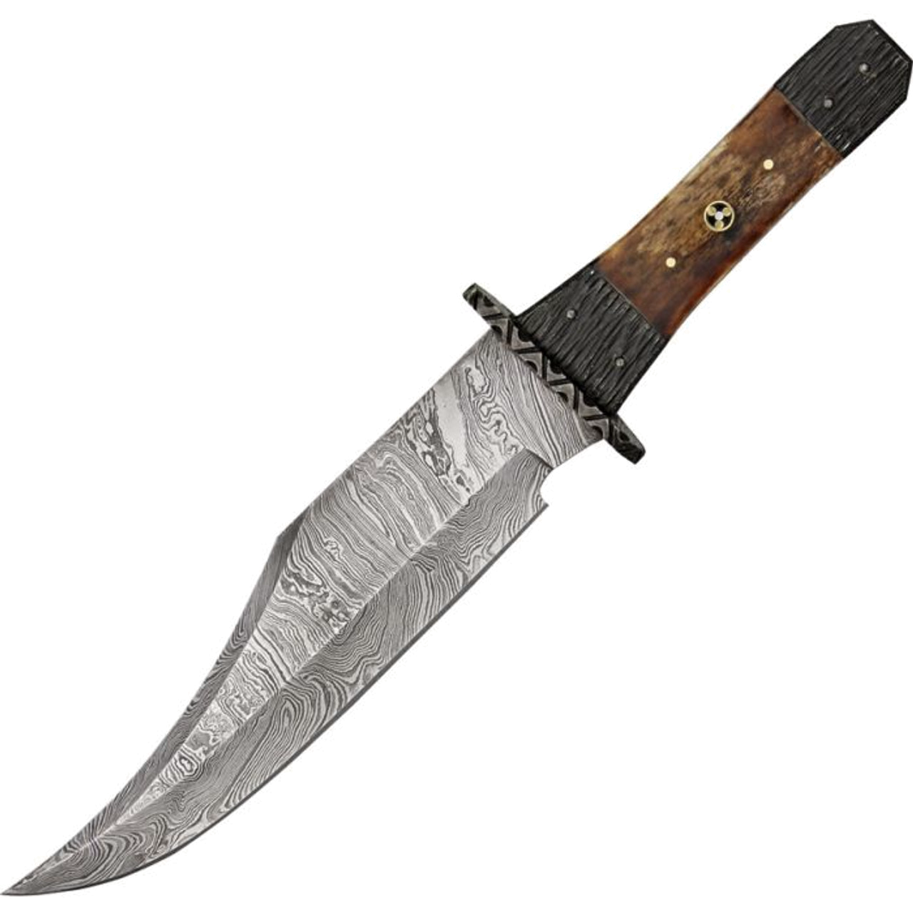 product image for Damascus Brown DM1049 8.5" Clip Point Plain Blade Brown Bone Handle