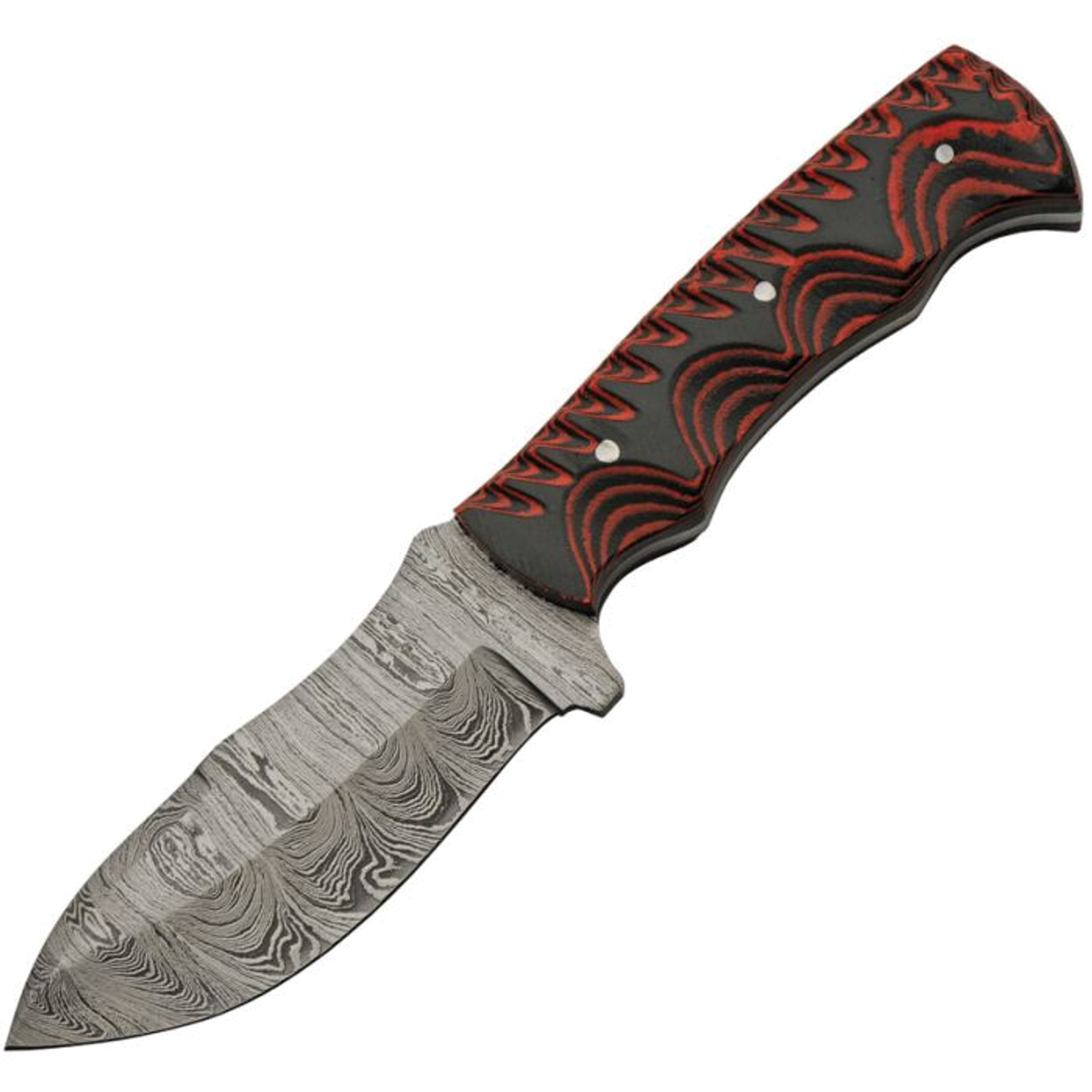 product image for Damascus Black Red DM1330 4.5" Drop Point Plain Blade Micarta Handle