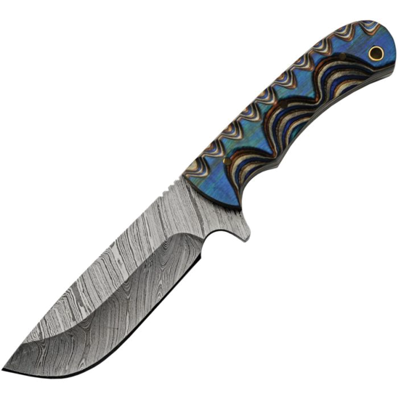 product image for Damascus Blue Pakkawood DM1334 4.75" Drop Point Knife