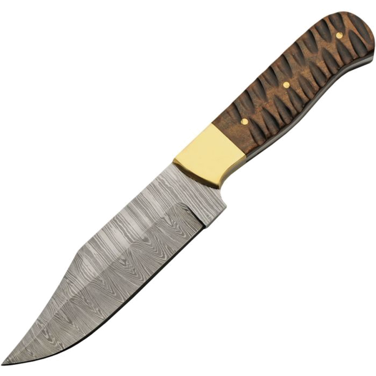 product image for Damascus Walnut Ridge Skinner DM1374 Brown Walnut 5" Damascus Clip Point Plain Blade