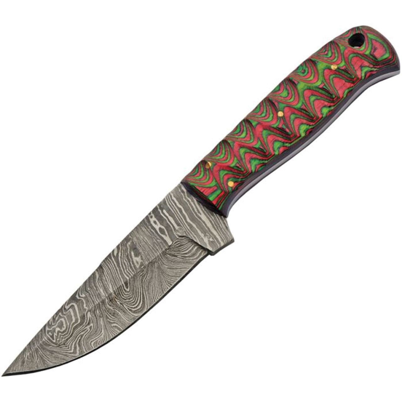 product image for Damascus Red and Green DM1376RD 4" Drop Point Plain Blade Knife