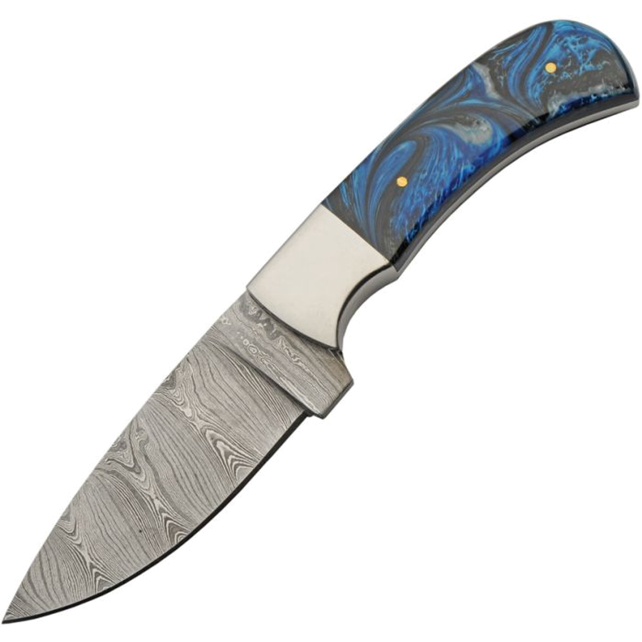 product image for Damascus Sky Blue and Black DM1380 4" Drop Point Plain Blade Knife