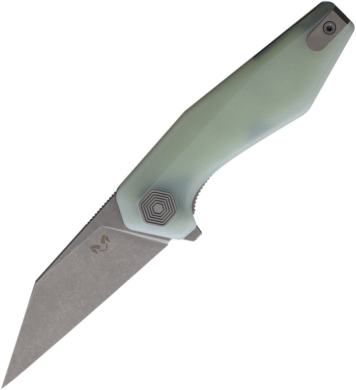 product image for Damned Designs Fenrir Folding Knife Jade G10 Handle Stonewash Finish DMN 007