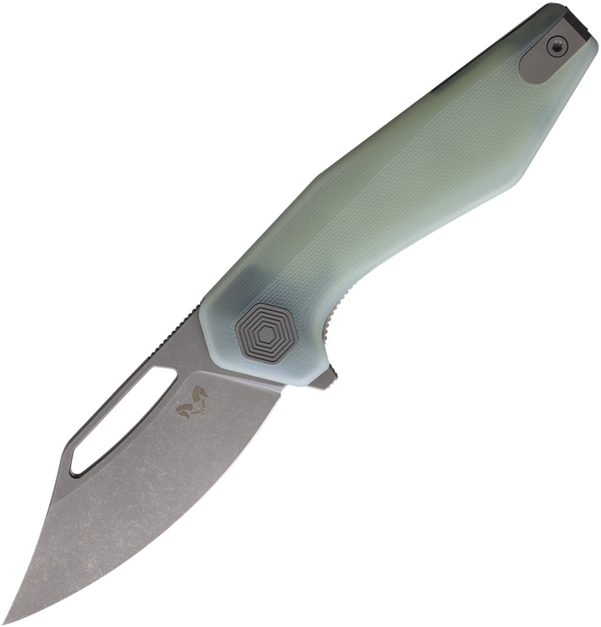 product image for Damned-Designs Jade G10 Hades DMN008GJ Folding Knife with 154CM Bowie Plain Edge Stonewash Finish