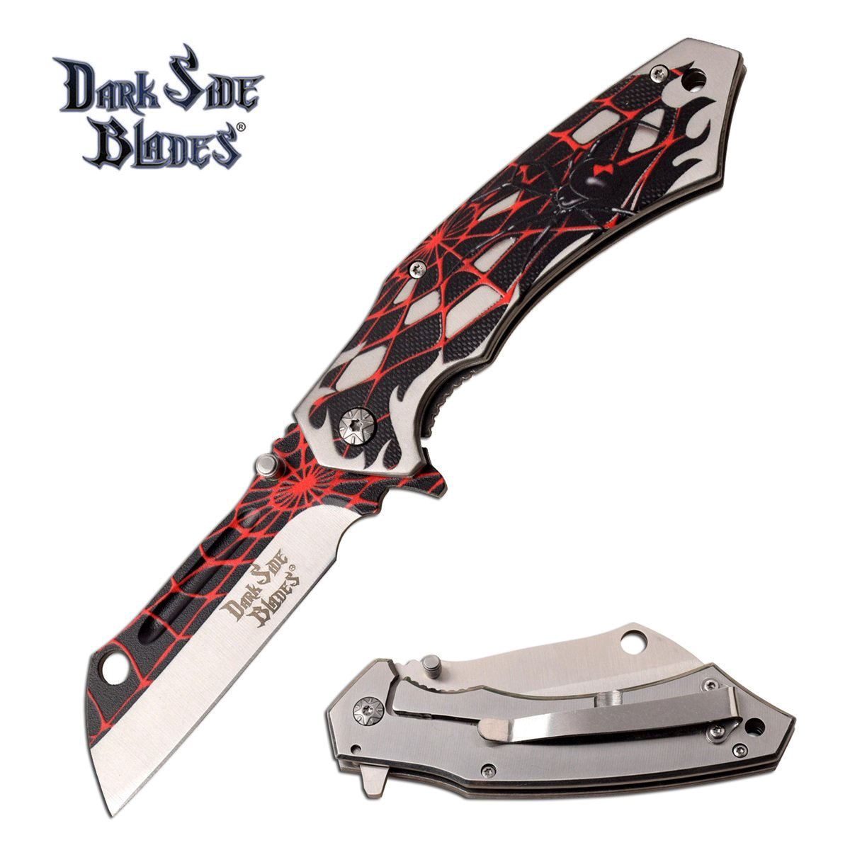 product image for Dark-Side Spring Assisted Folding Knife Sheepsfoot Blade Black Red