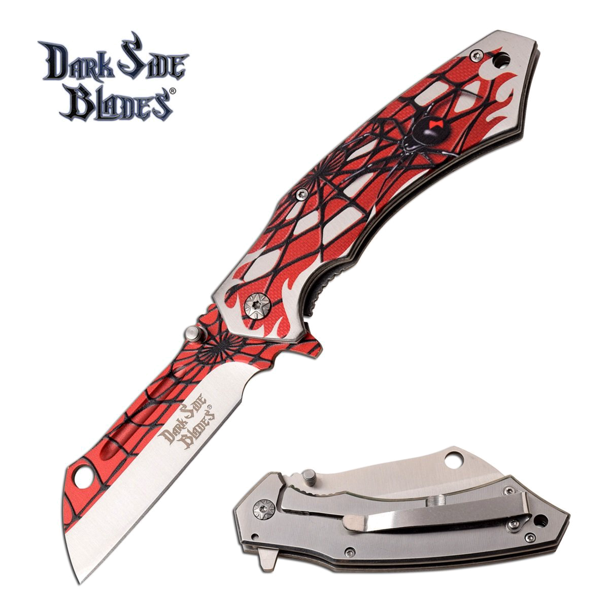 product image for Dark-Side Spring Assisted Folding Knife Sheepsfoot Blade Red Black