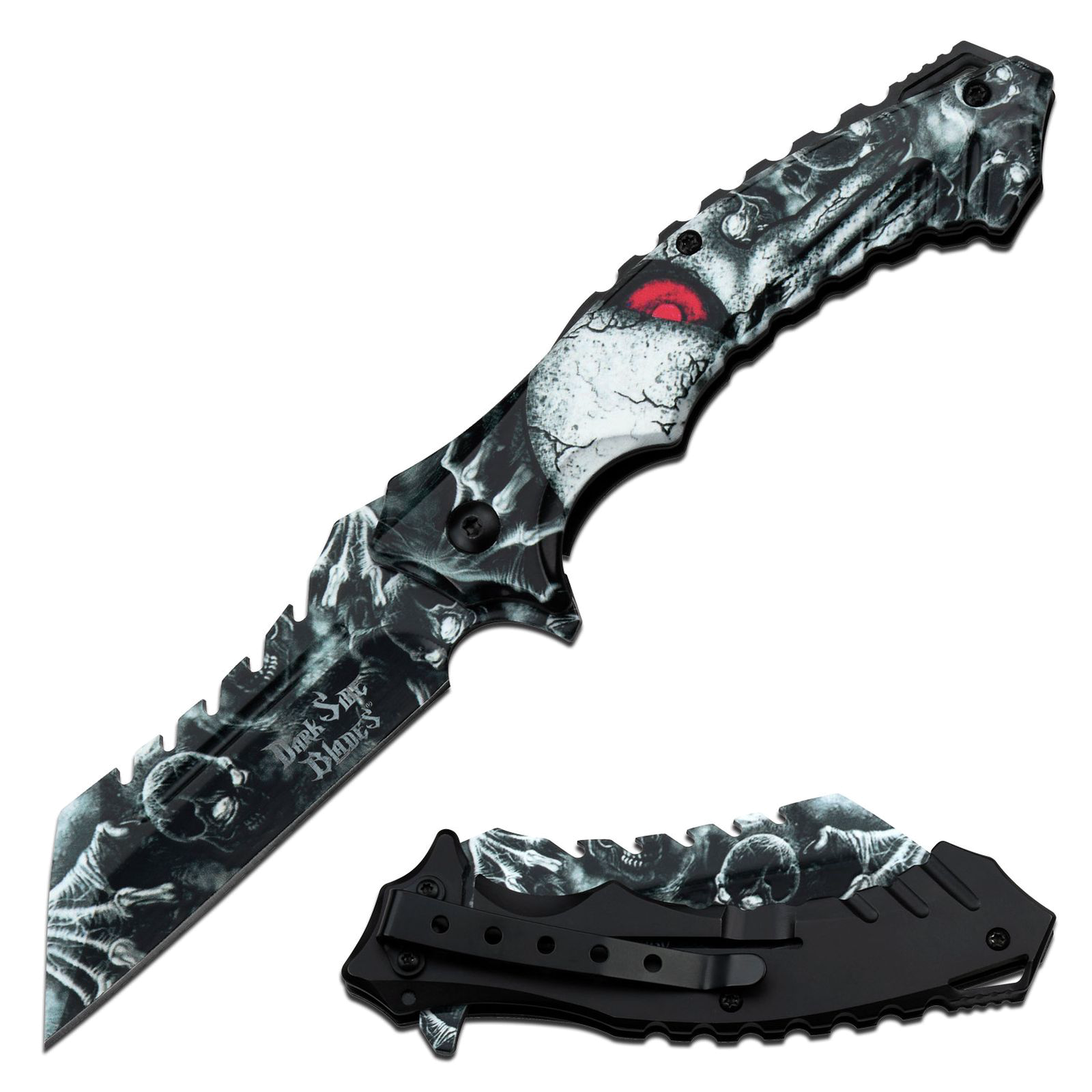 product image for Dark Side Spring Assisted Folding Knife with Skull Red Eye Fantasy 3.25" Blade