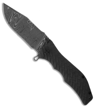 product image for DDR Darrel Ralph Gun Hammer Black DLC Titanium Bowie Spring Assisted Knife Damascus