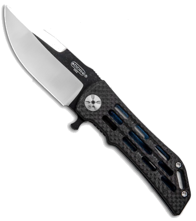 product image for DDR Darrel Ralph Ventilator Flipper Knife Blue Titanium Carbon Fiber Two-Tone Blade