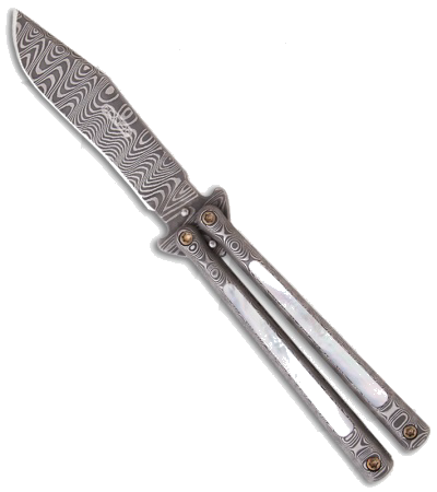 product image for DDR Darrel Ralph Venturi Butterfly Knife White Pearl Damascus Steel