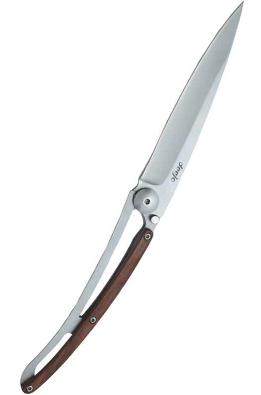 Deejo 37G 3.75" Z40C13 SS Plain Blade Coral Wood Handle