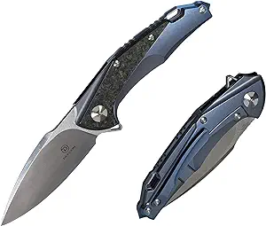 product image for Defcon Shark Tooth TF5219 CPM S35VN Titanium EDC Folding Pocket Knife With Real Carbon Fiber