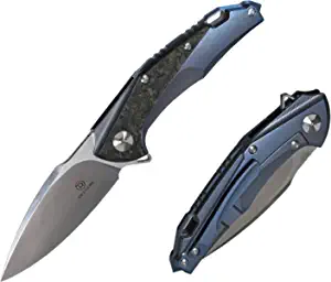 product image for Defcon Shark Tooth TF5219 CPM S35VN Titanium EDC Folding Pocket Knife With Real Carbon Fiber