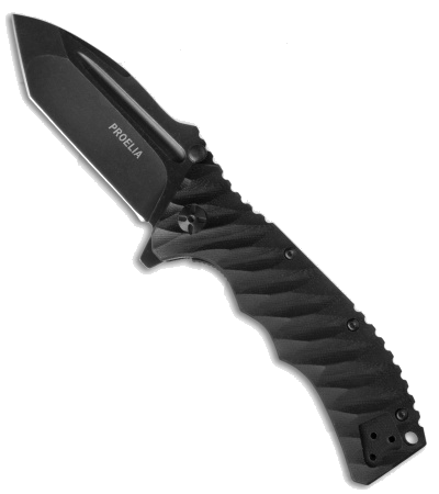 Defcon Blade Works Proelia Black D2 Tanto Linerlock Knife G-10 Handle