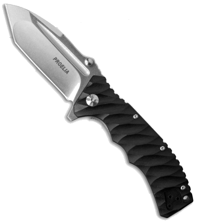 product image for Defcon Blade Works Proelia Black G-10 Tanto Linerlock Knife D2 Steel TX-010