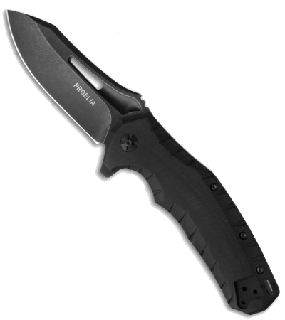 product image for Defcon Blade Works Proelia Black D2 Steel Drop Point Linerlock Knife G-10 Handle