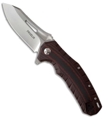 product image for Defcon Blade Works Proelia Black Red G-10 D2 Steel Flipper Knife