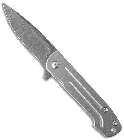 product image for Defiant 7 Kumu Titanium Frame Lock Knife with Chad Nichols Damascus Steel