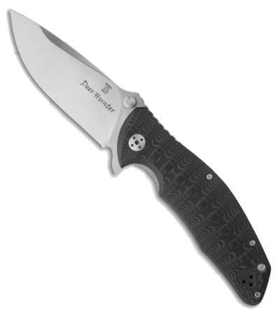 product image for Dendra Deer Hunter Black Micarta Flipper Folding Knife - Model Antonevich Stonewash