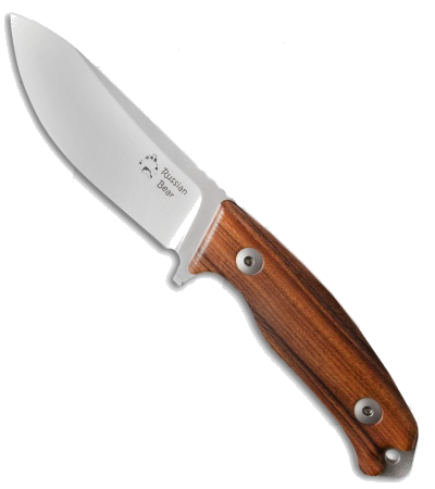 product image for Dendra Russian Bear Santos Wood Fixed Blade Skinner Knife Niolox Satin