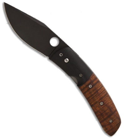 product image for Deviant Blades Black A2 Steel Folder Knife G10 Koa Wood
