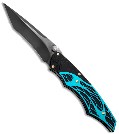 product image for Dew Hara Custom Ni Tactical Black Green Liner Lock Knife