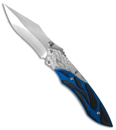 product image for Dew Hara Ichi Custom Blue Silver Liner Lock Knife