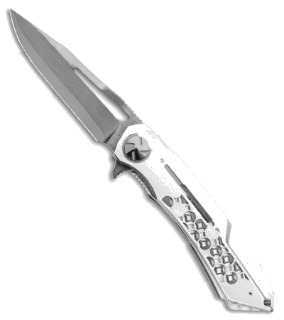 product image for Dew-Hara Custom Mina VG-10 Damascus Liner Lock Knife Satin Titanium 3.5"
