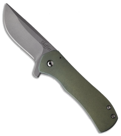 product image for Doc Shiffer Slim Line Recon Tank Green Titanium Model 3 Flipper Knife