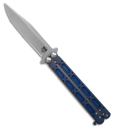 product image for Doc-Shiffer Blue Titanium Butterfly Knife Nitro-V Steel