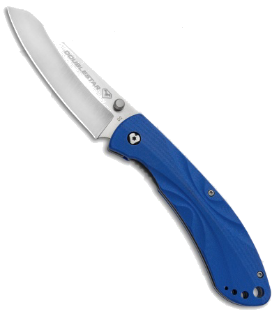 product image for DoubleStar Brimstone Folding Knife Blue G-10 Handle Satin Reverse Tanto Blade