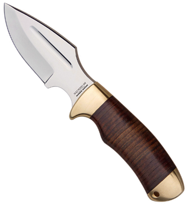 product image for Down Under Bushmate 4 Brown Stacked Leather Handle 440C Stainless Blade