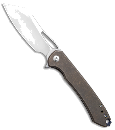 DROP Ferrum Forge Buc Bronze Titanium Frame Lock Knife