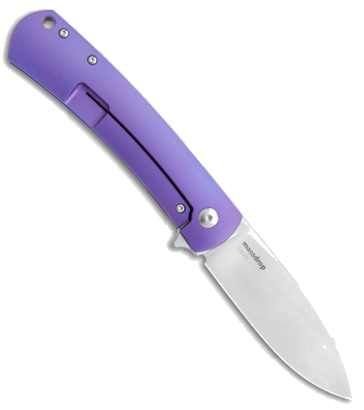 DROP Laconico Keen Frame Lock Purple Titanium Model LH 3.25" Satin Blade