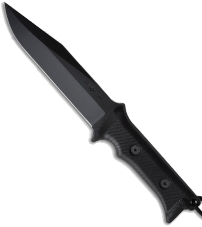 product image for DUSTAR Dimona Black Handle Gray Blade Partially Serrated Fixed Blade Knife