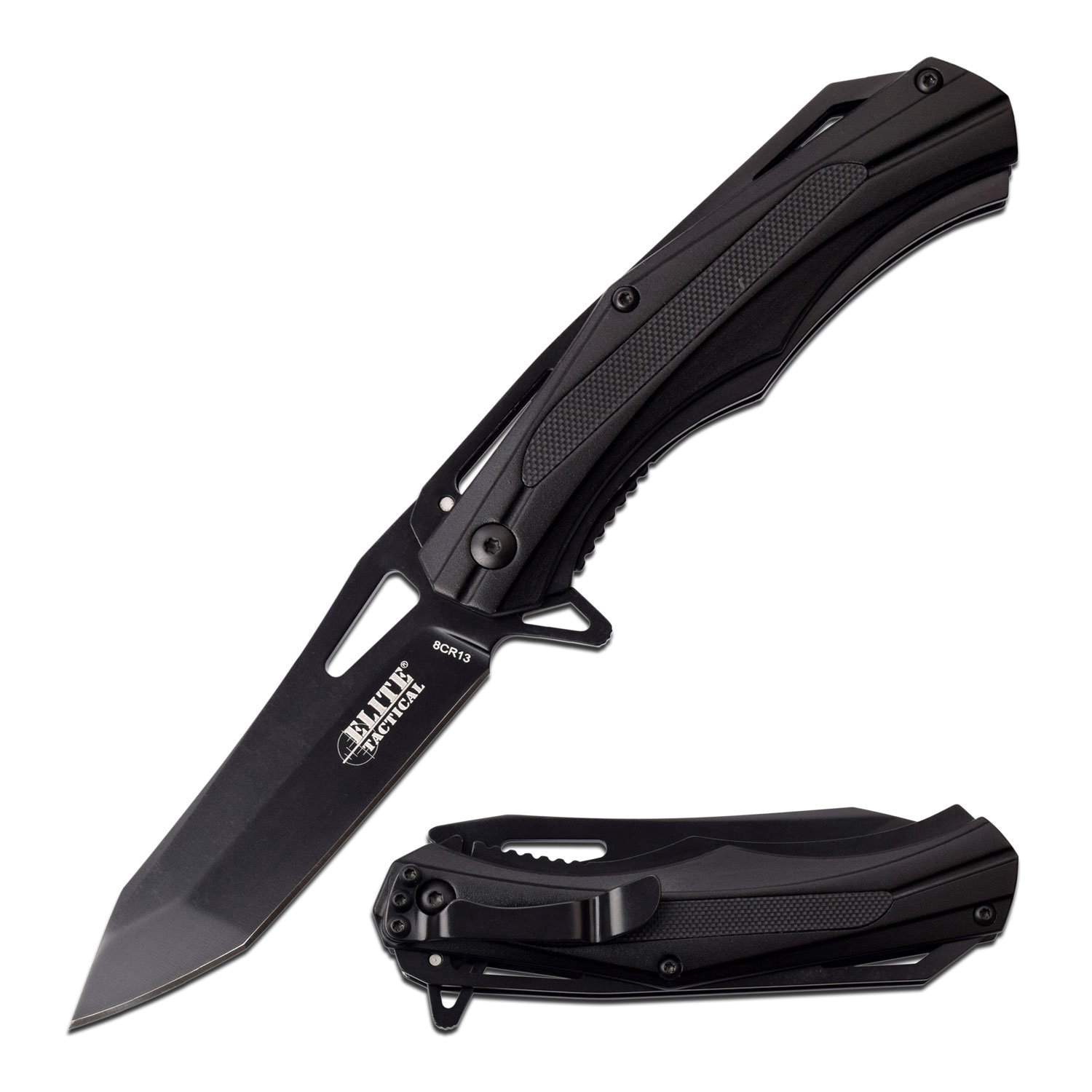 product image for Elite Black Tactical Tanto Folding Knife