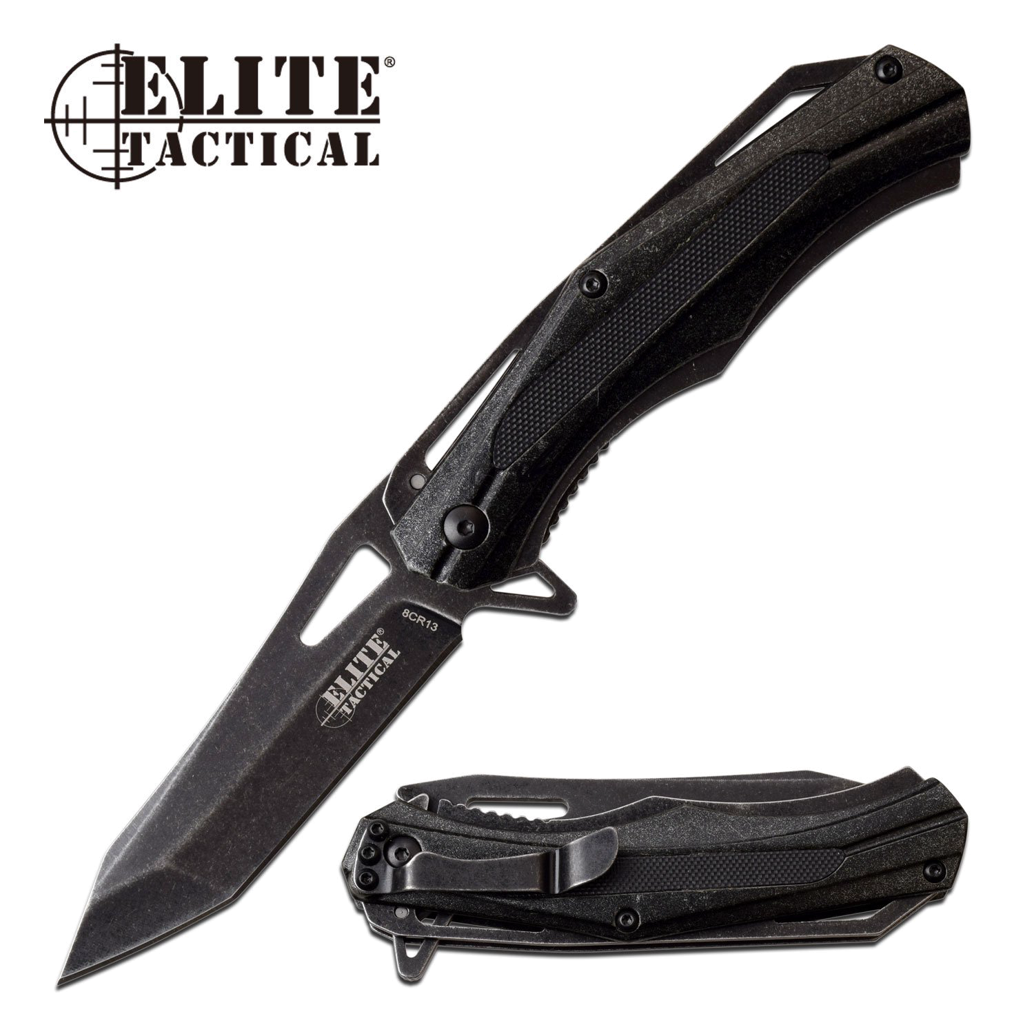 product image for Elite Folding Knife Evolution Stone Tactical Tanto 3 5 Blade Ball Bearing Pivot