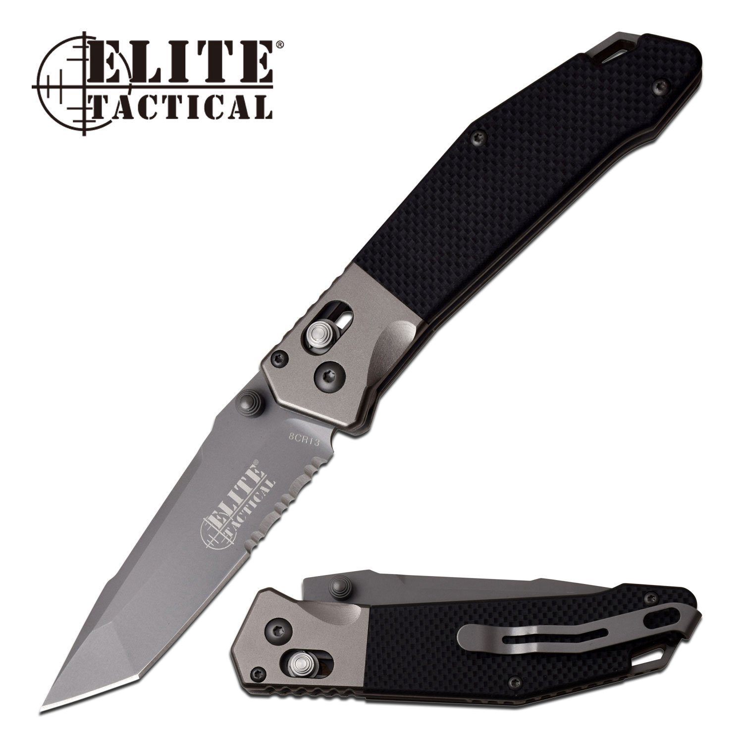 product image for Elite Folding Knife Evolution Tanto Blade Black G10 Ball Bearing Pivot Rapid Lock
