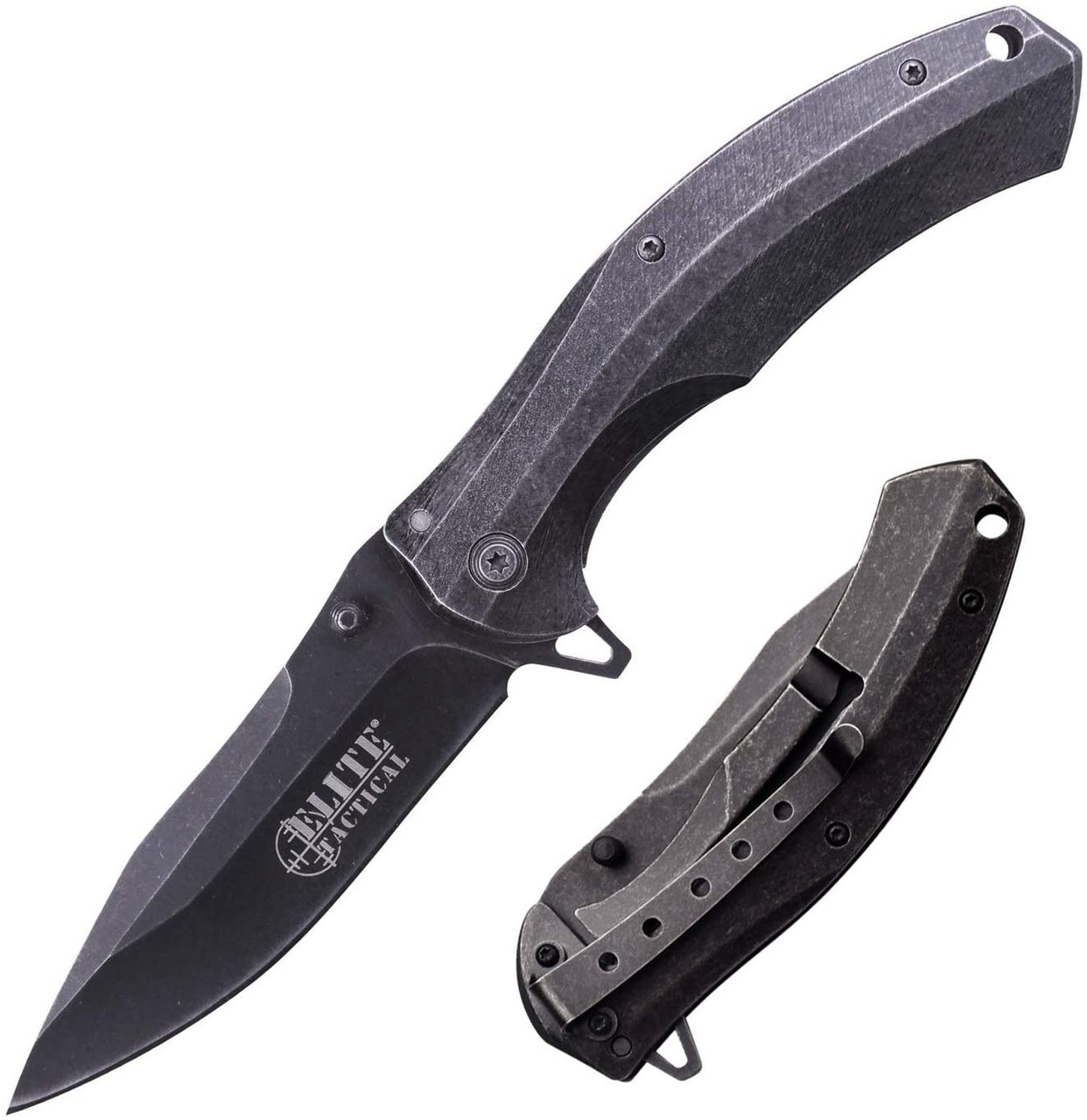 product image for Elite Tactical ET 1012 Blackwash Frame Lock Knife