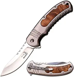 product image for Elk Ridge ER-A014 Folding Knife with Burl Wood Insert Handle and Pocket Clip