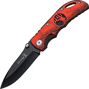 product image for Elk Ridge ER-134 Red Orange Camo Coated Black Aluminum Handle Folding Knife