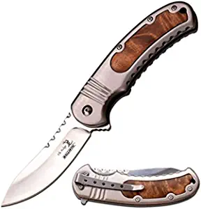 product image for Elk Ridge ER-A014 Folding Knife with Burl Wood Insert Handle and Pocket Clip