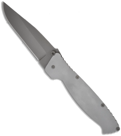 EnTrek Strike Point Folding Knife 440C Clip Point Matte Silver product image