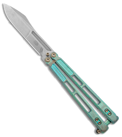product image for EOS Trident Balisong Butterfly Knife Antique Green with Black Blade