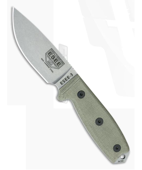 product image for ESEE 3 Uncoated 1095 Plain Edge With MOLLE Back