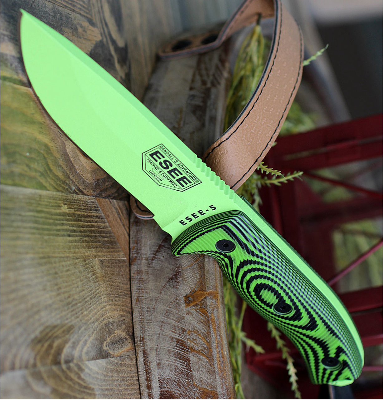 product image for ESEE 5PVG-007 3D Black and Green G10 Handle Neon Green 5.25" 1095 Blade