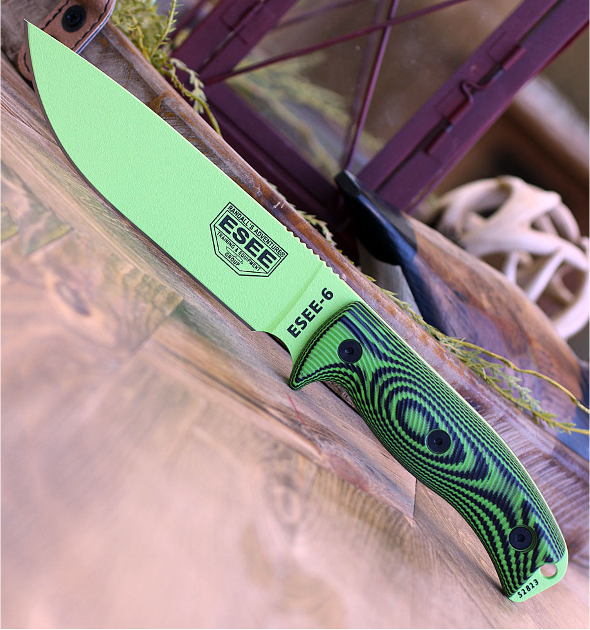 product image for ESEE 6PV-G007 Black Green 1095 Steel Pocket Knife