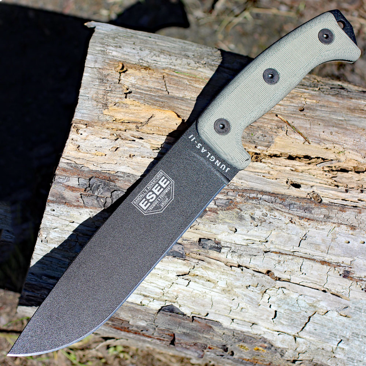 product image for ESEE Black Junglas II Canvas Micarta Handle 8.38" Fixed Blade Knife