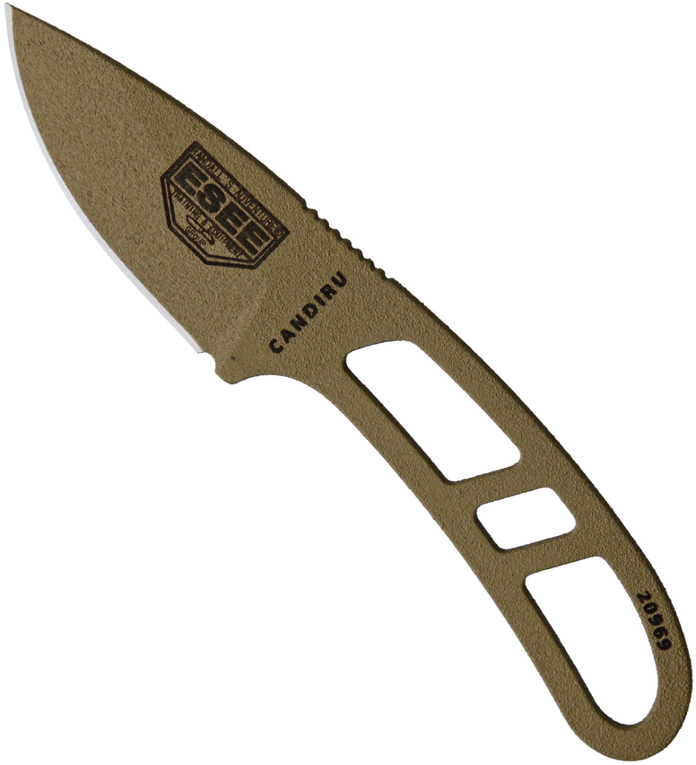 product image for ESEE Izula Desert Tan 1095HC Steel Knife with Black Sheath